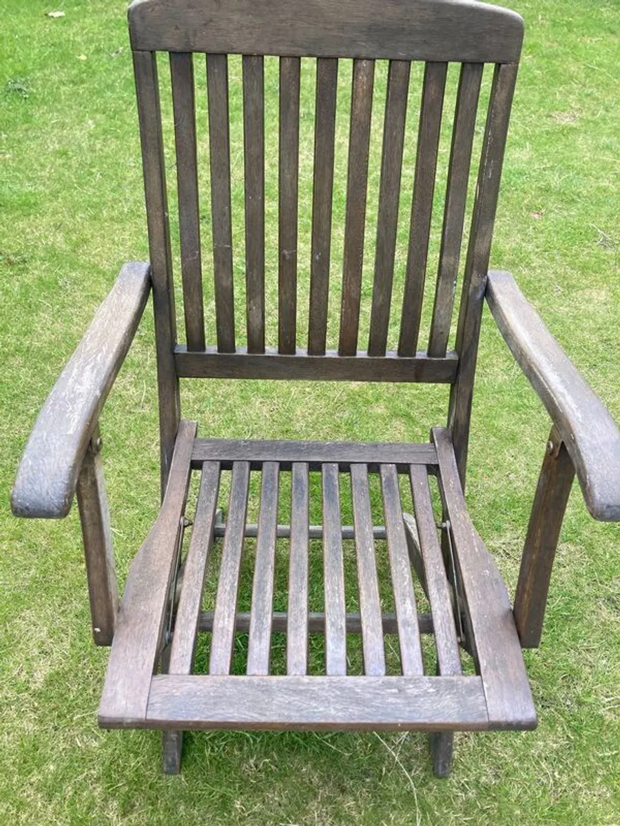 Teak Folding Patio Chairs  Set Of 4 - Image 4