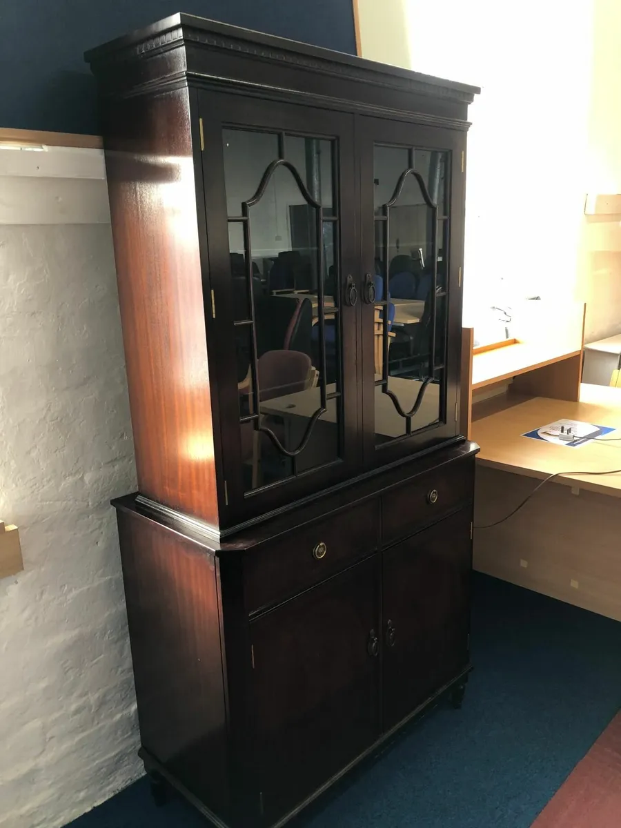 Vintage Glass + Wooden Cabinets - sold as one - Image 2