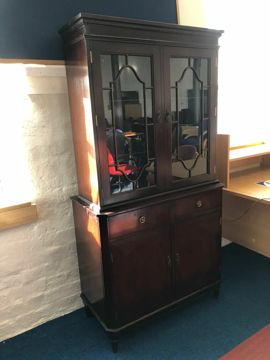 Vintage Glass + Wooden Cabinets - sold as one - Image 3