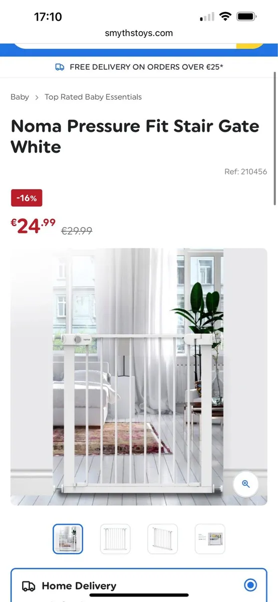 Noma Pressure Fit Stair Gate White - Image 2