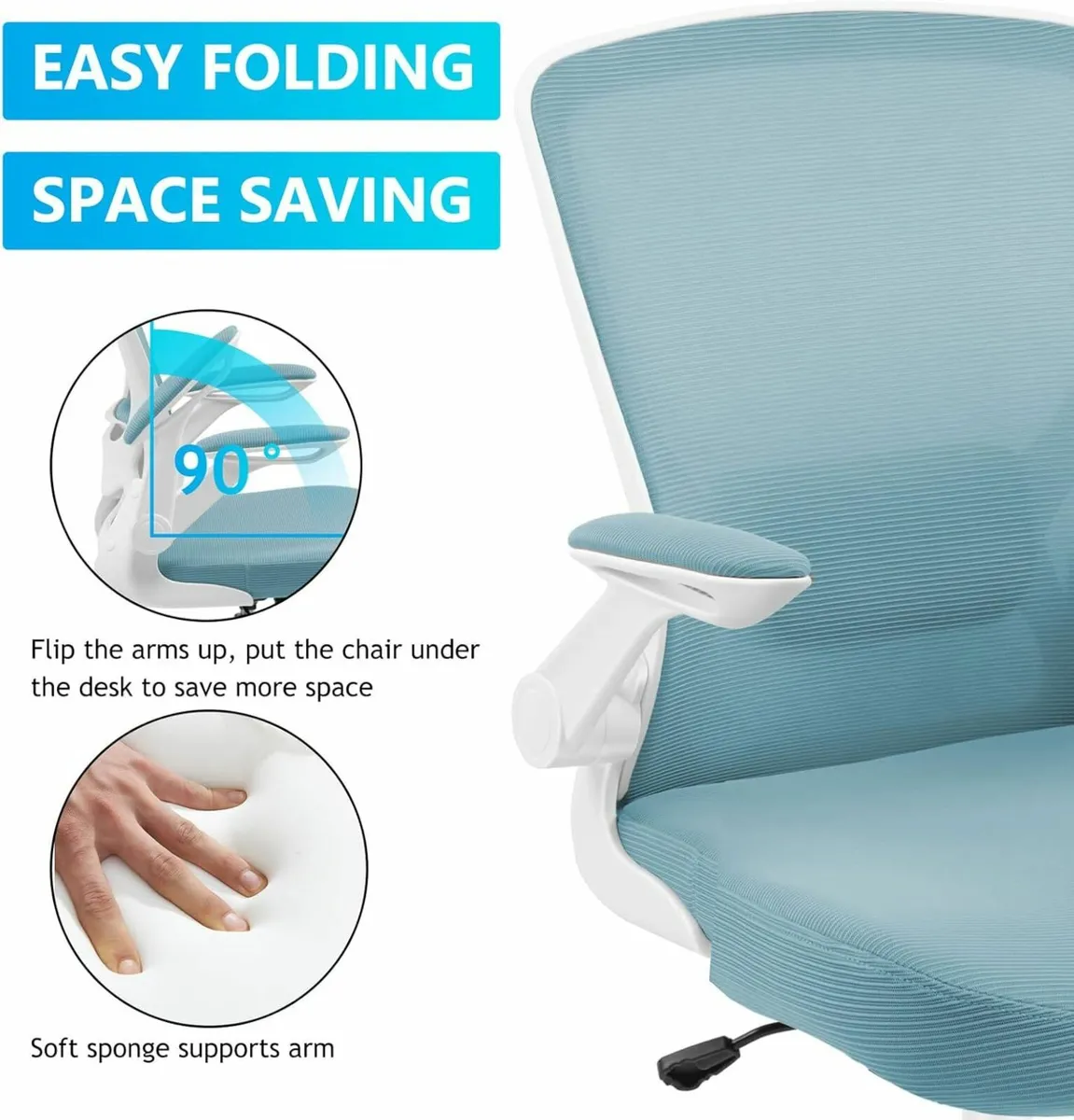Ergonomic Office Chair, Lumbar Support blue - Image 4