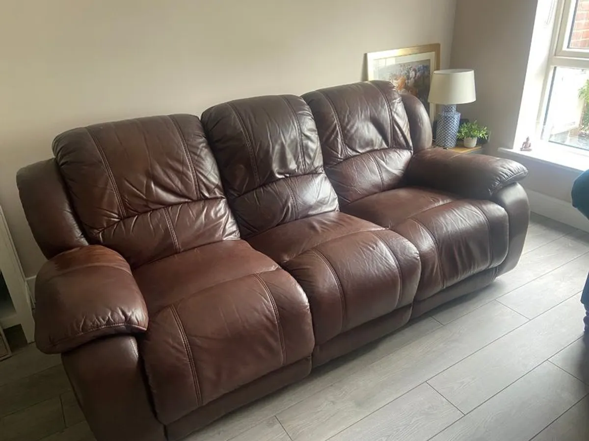 Reclining Leather Couch - Image 1