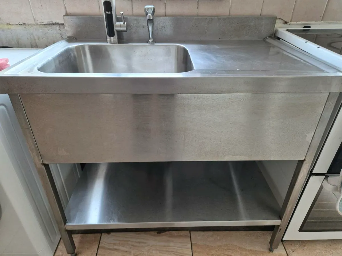 Industrial sink unit with shelf - Image 1