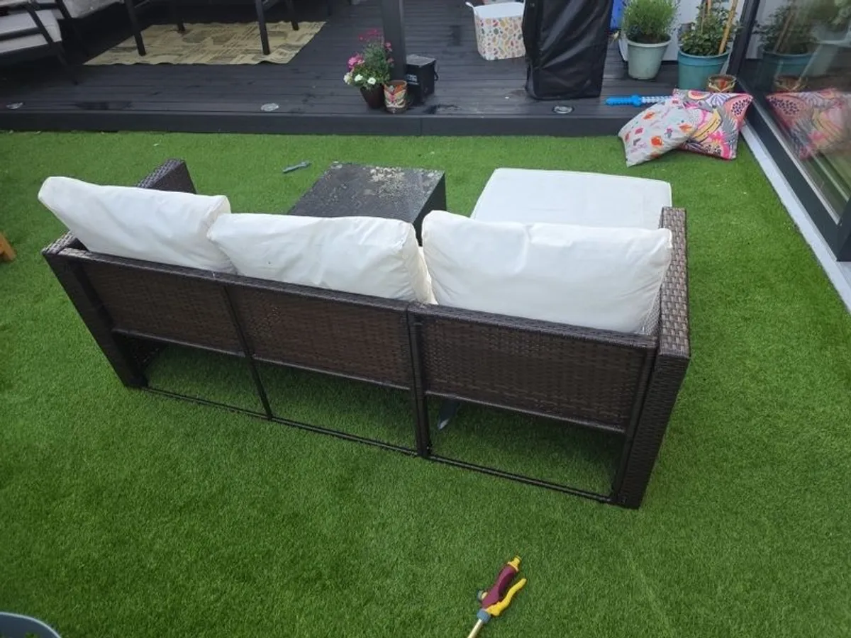 Rattan L Shape couch & Table - Image 3