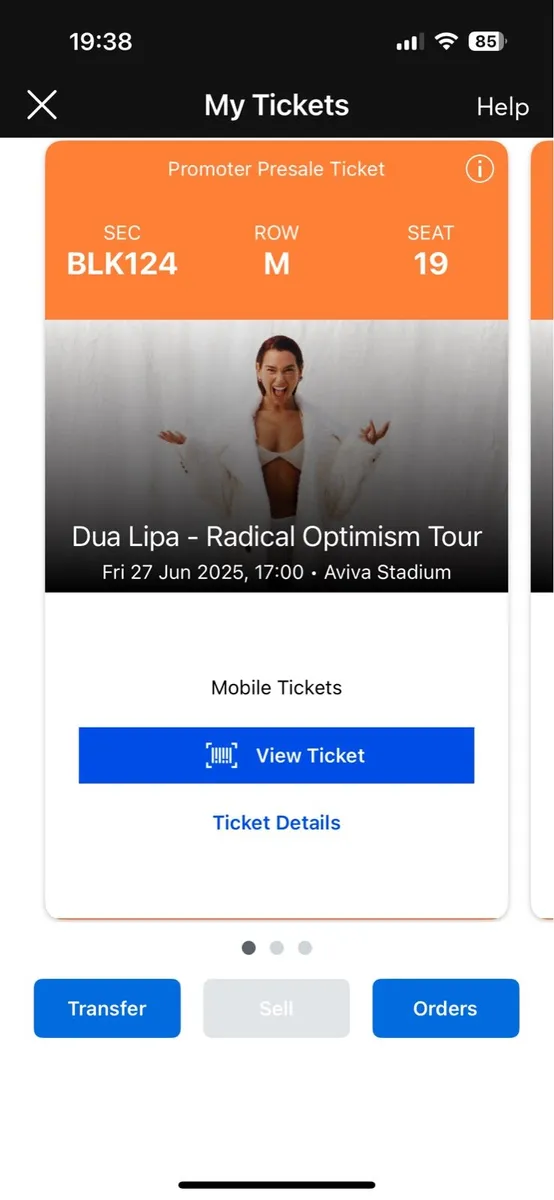 2x seated Dua Lipa Tickets 27 June Aviva - Image 2