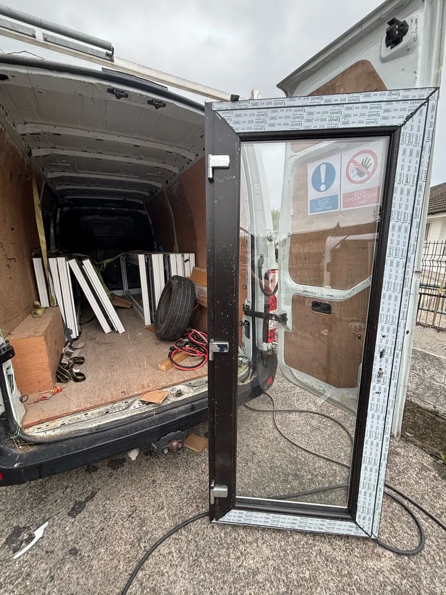 2100 x 900 black full glass doors new - Image 2