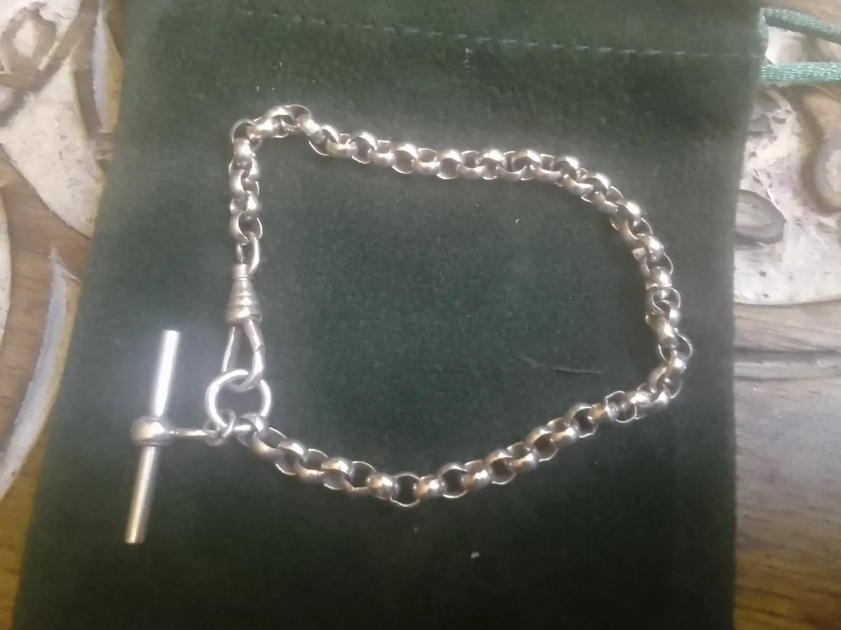 ANTIQUE VICTORIAN STERLING SILVER BRACELET 7.5" - Image 2