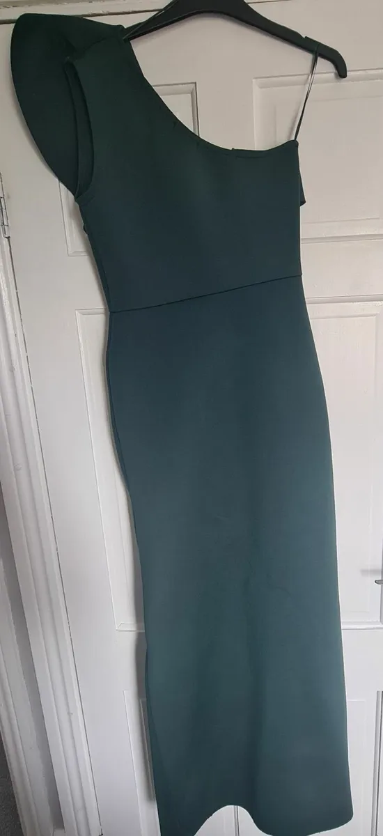 Emerald Green One Shoulder Dress - Image 2