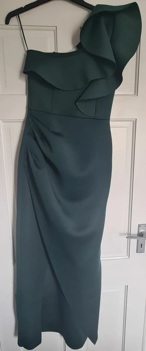 Emerald Green One Shoulder Dress - Image 3