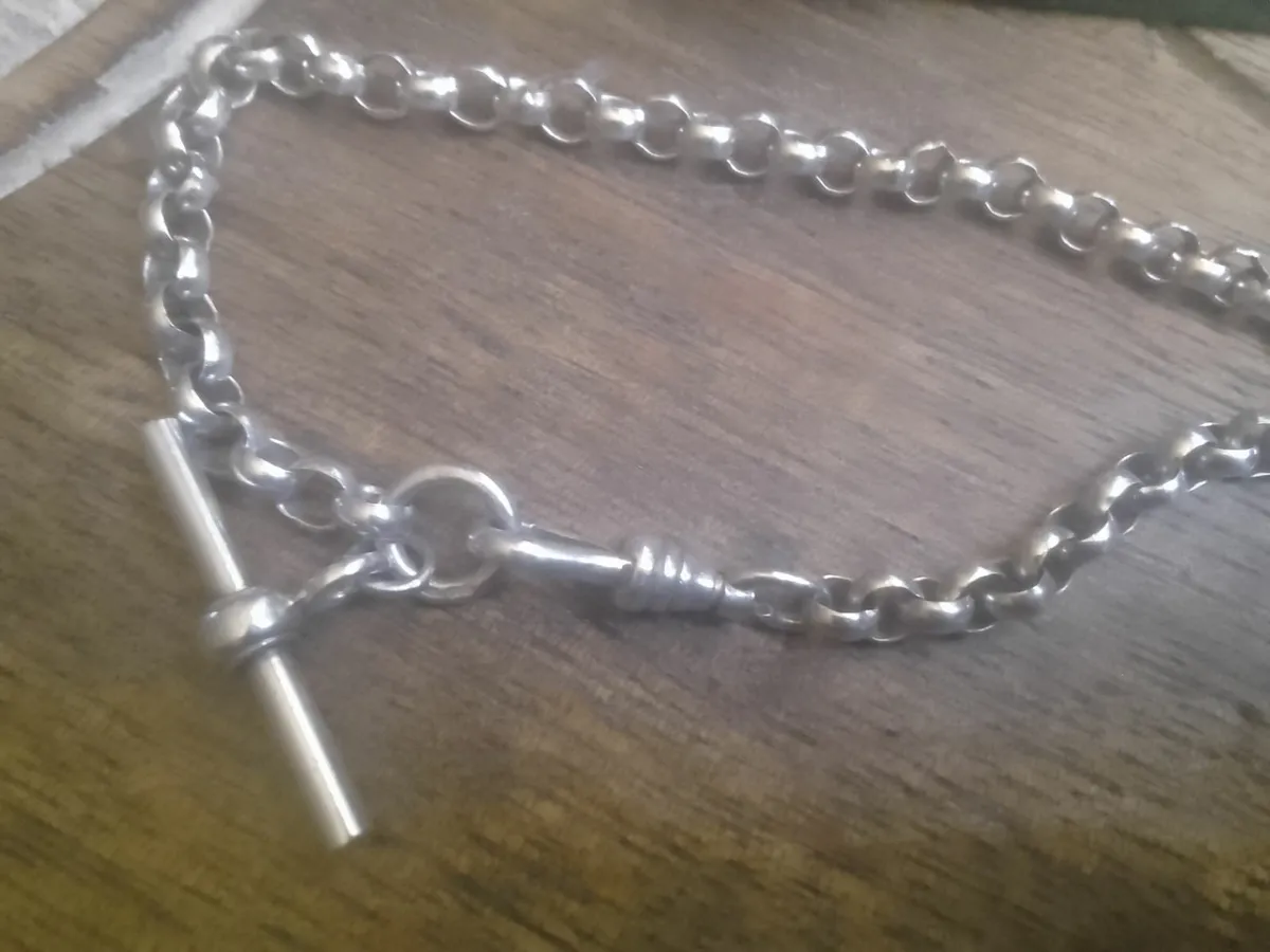 ANTIQUE VICTORIAN STERLING SILVER BRACELET 7.5" - Image 1