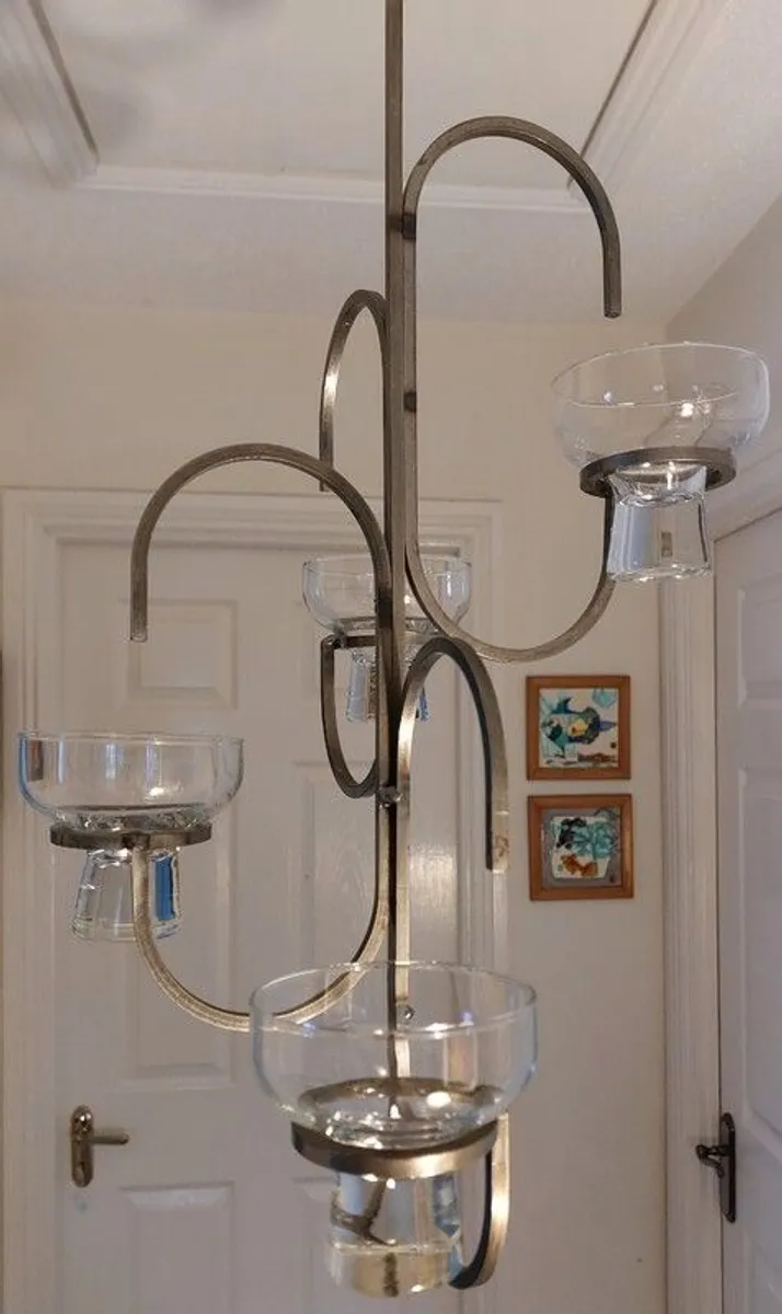 Vintage Wrought Iron Chandelier Candleholder - Image 1