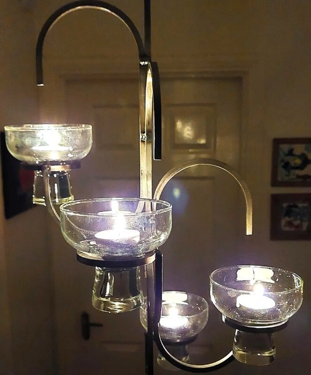 Vintage Wrought Iron Chandelier Candleholder - Image 2