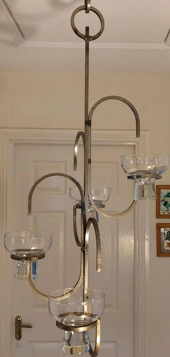 Vintage Wrought Iron Chandelier Candleholder - Image 3