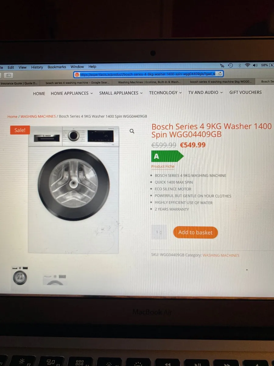 Boosh series 4 washing machine 9kg - Image 1