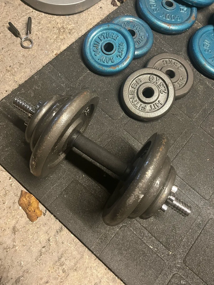 Adjustable dumbbells + weights - Image 2