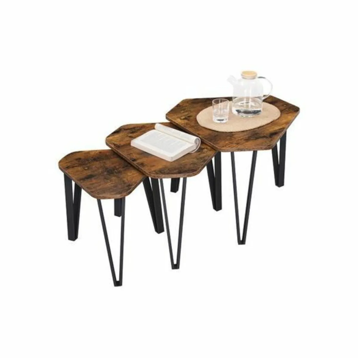 3 x side table  coffee tables vintage brown - Image 1