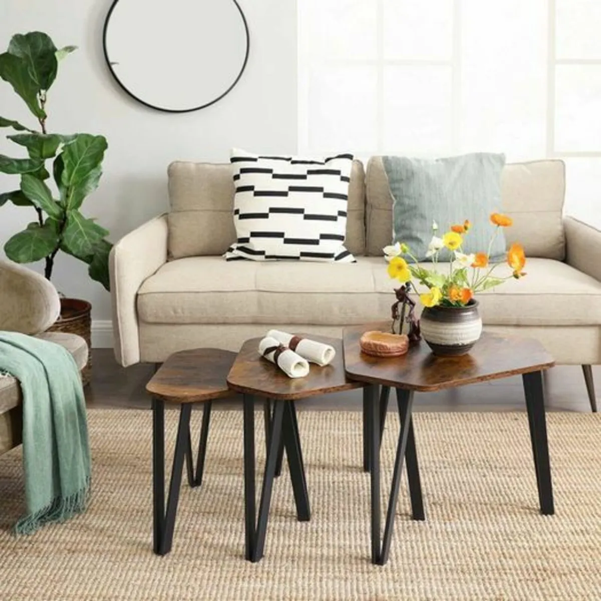 3 x side table  coffee tables vintage brown - Image 3