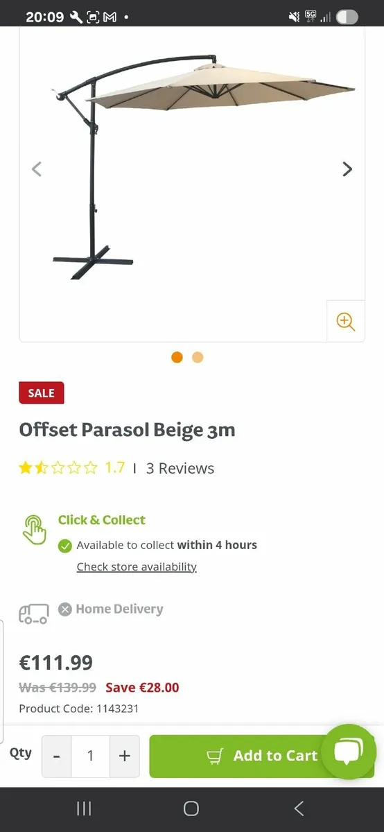 Beige parasol - Image 1