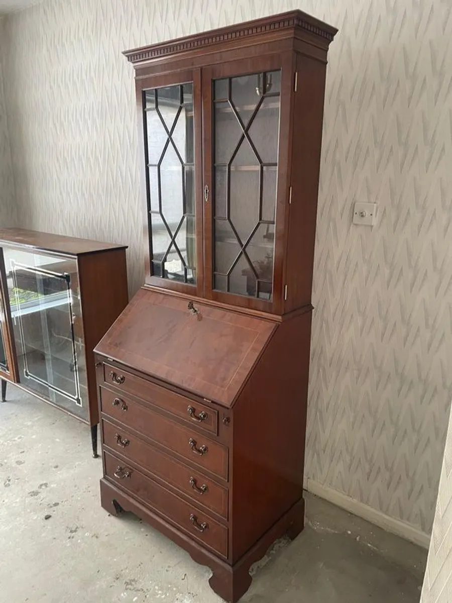 Mahogany writing desk and cabinet
