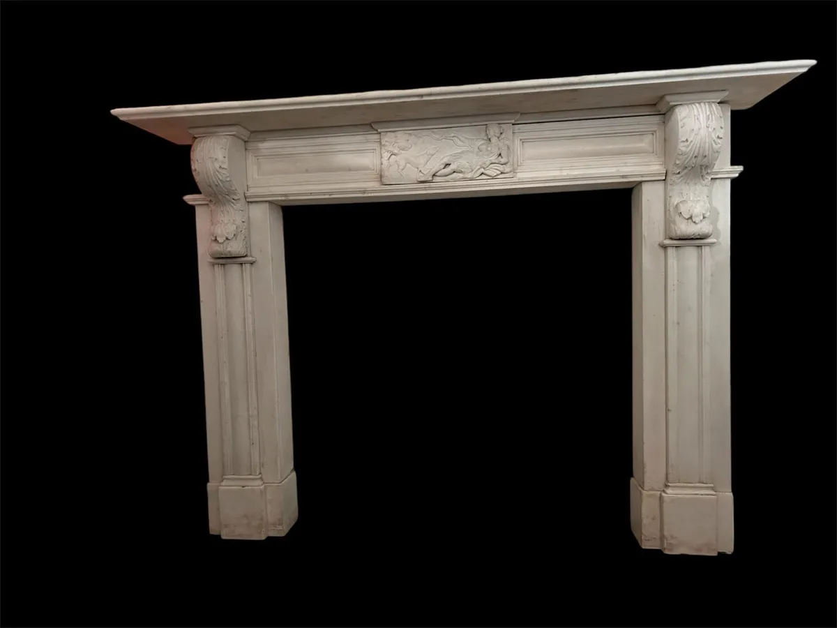 Original antique Irish carved corbel fireplace - Image 2