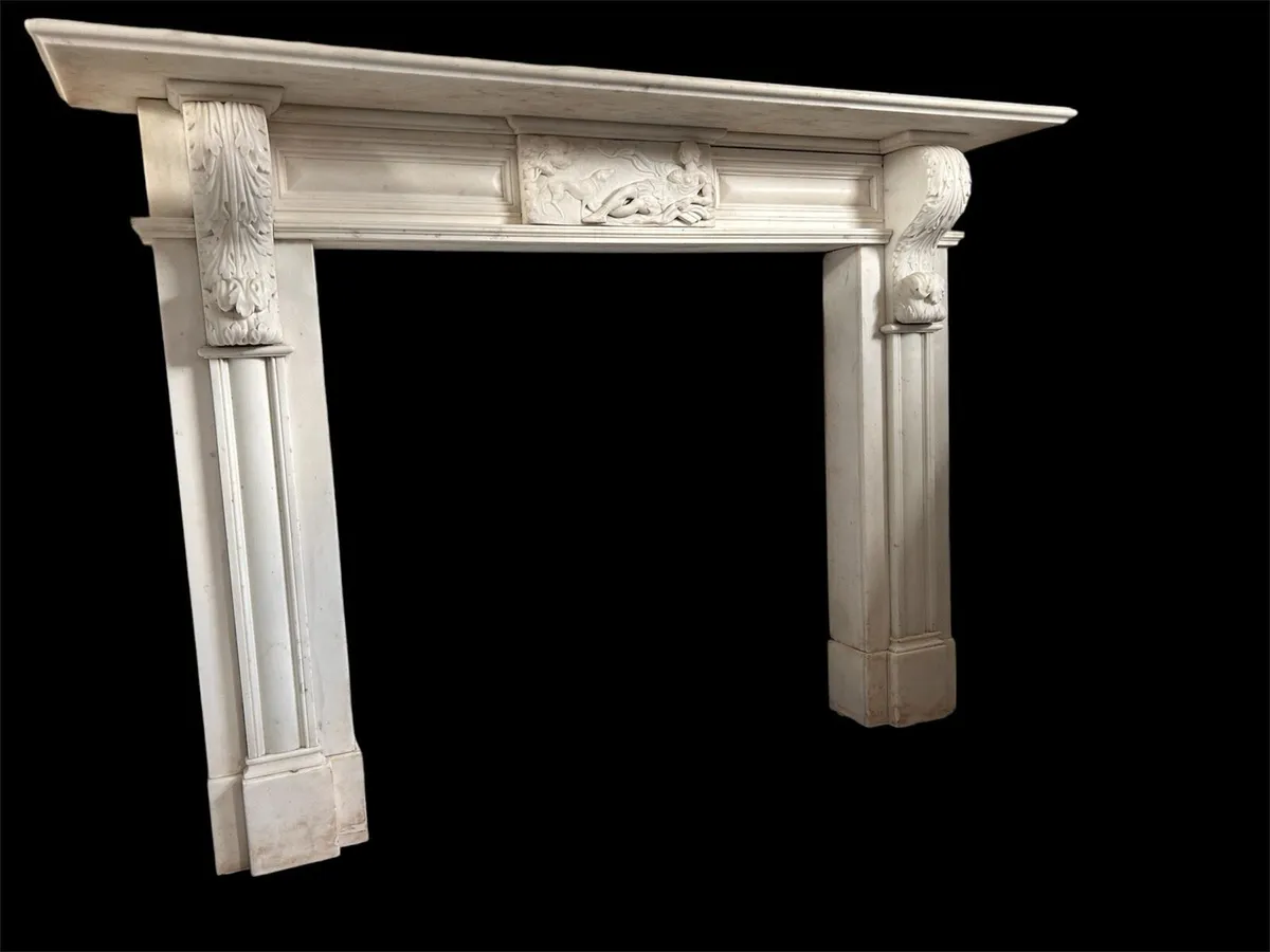 Original antique Irish carved corbel fireplace - Image 3