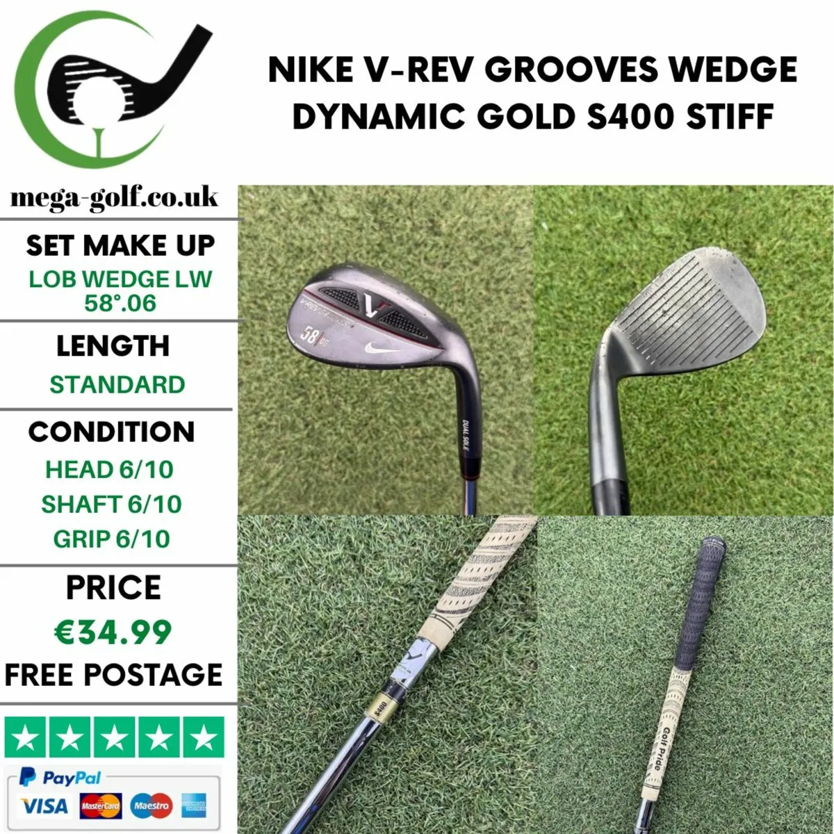 NIKE V-REV GROOVES WEDGE LW 58°.06 / STIFF - Image 1