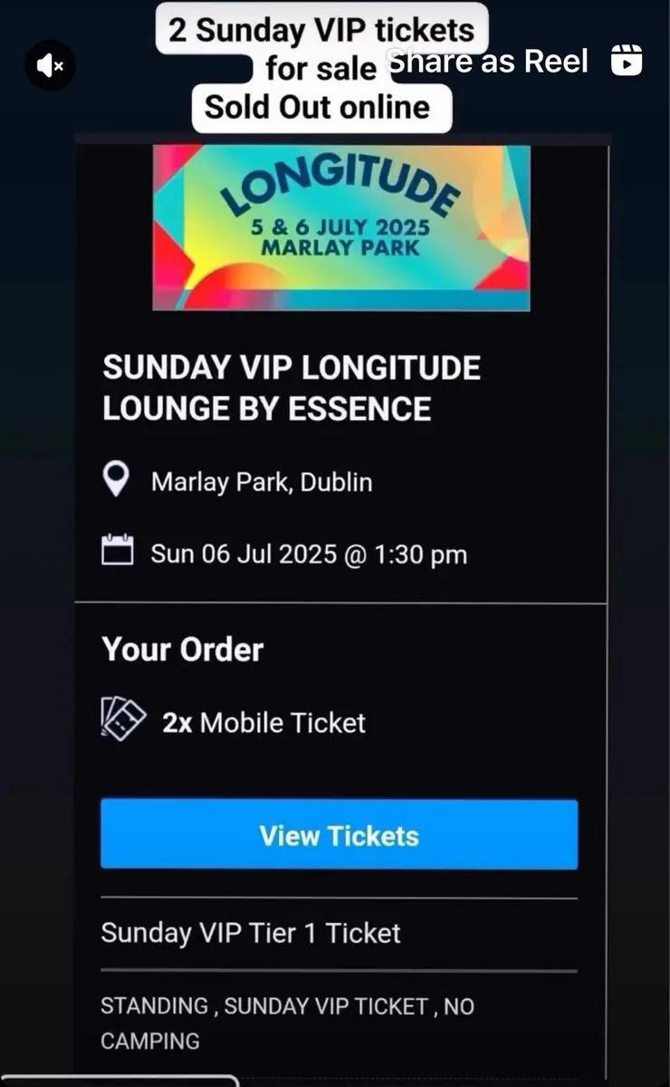 Longitude VIP tickets 6th July