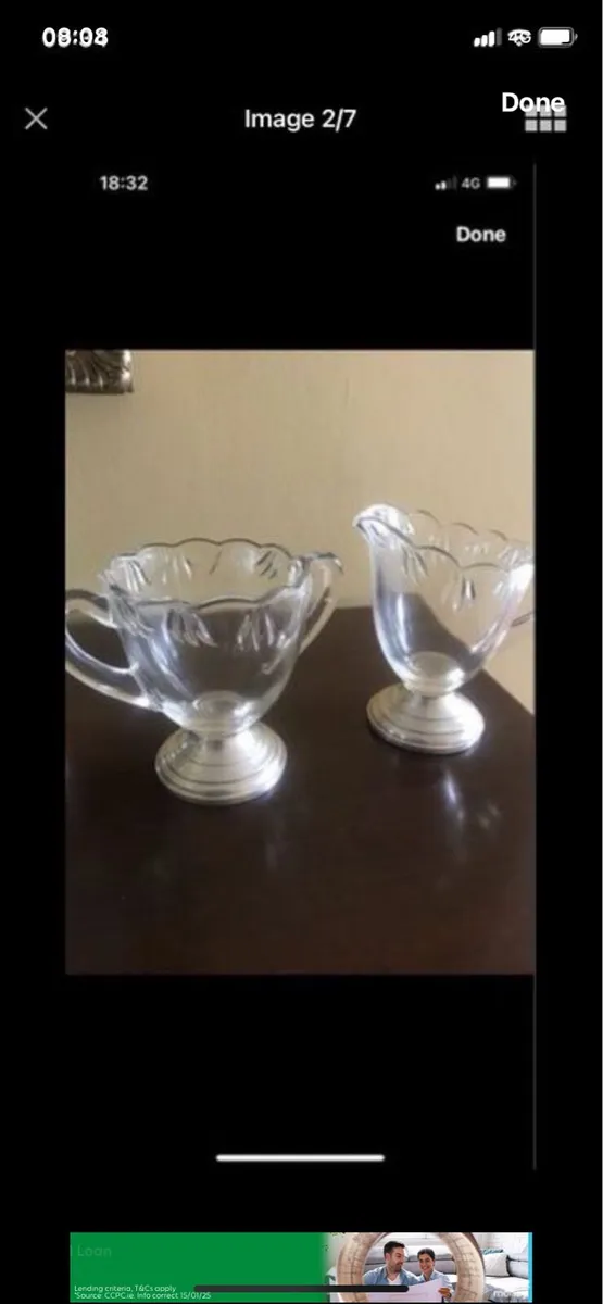 Antique Silver Footed Milk & Sugar Bowls - Image 1
