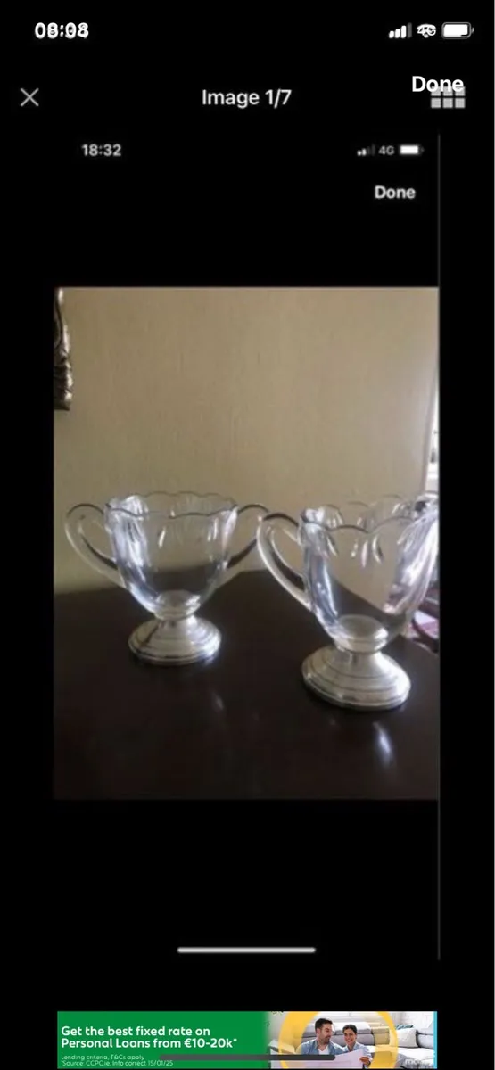 Antique Silver Footed Milk & Sugar Bowls - Image 2