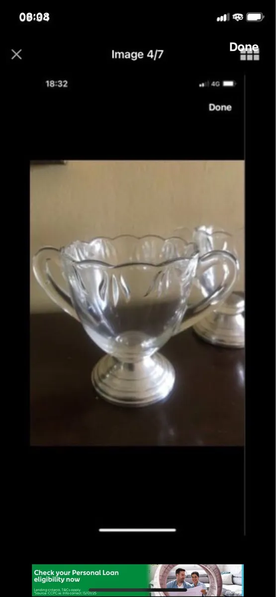 Antique Silver Footed Milk & Sugar Bowls - Image 4