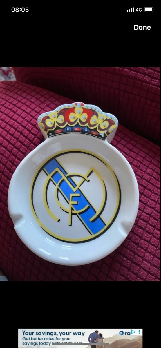Real Madrid Ceramic Ashtray - Image 1