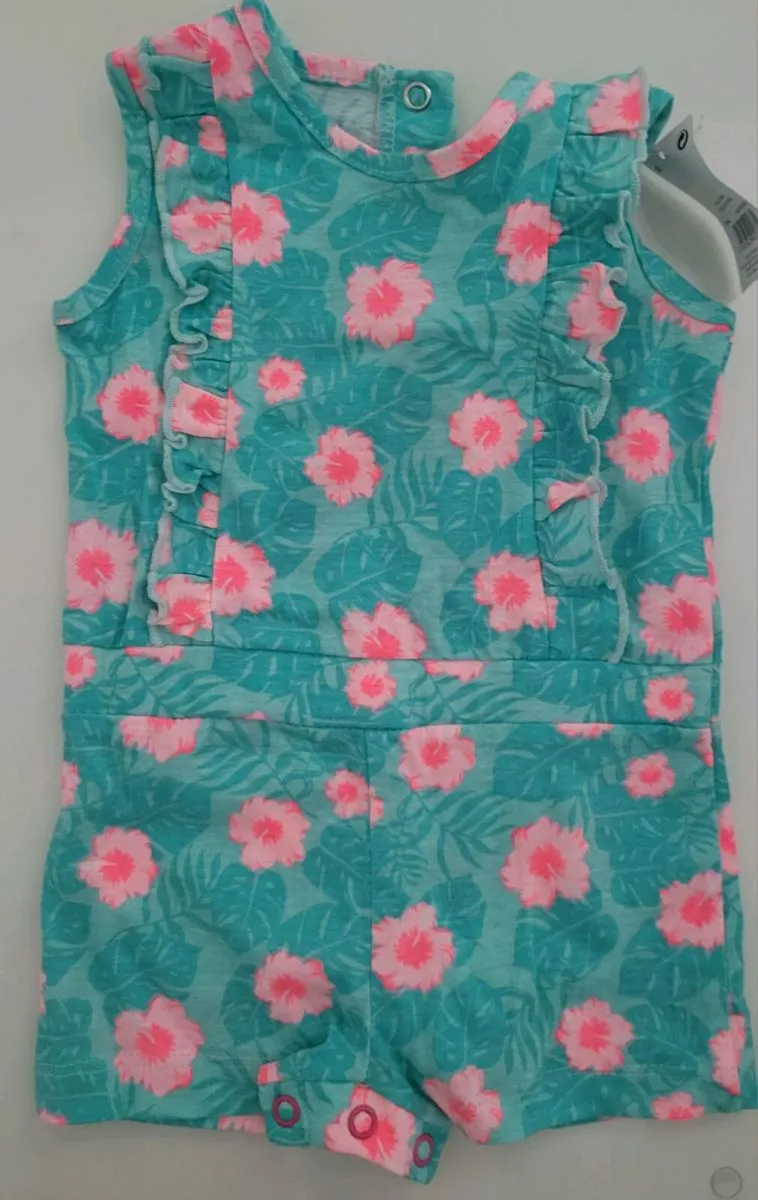 Baby girl summer romper suit short leg - Image 1