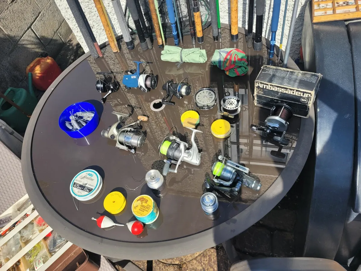 Fishing rods 12 Reels 10 Lures 60 Life Jackets 3 - Image 1