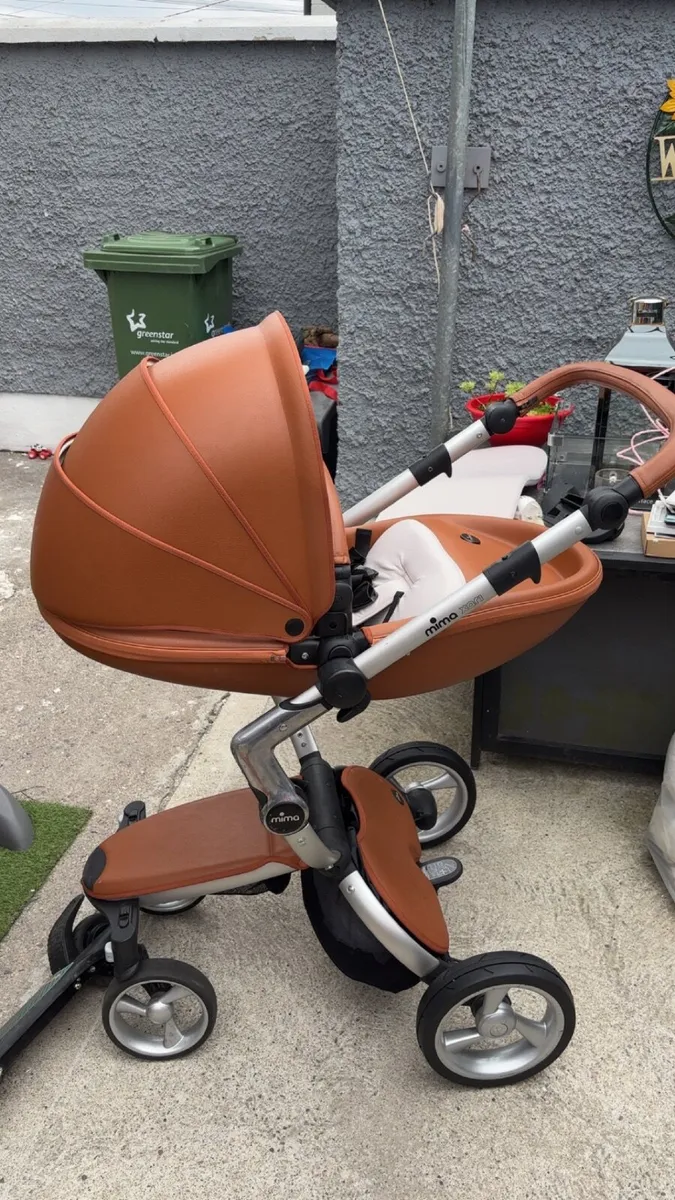 Tan leather mima pram/buggie - Image 2