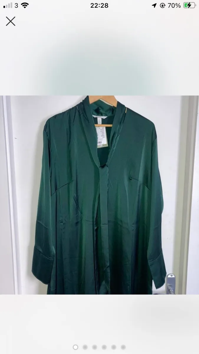 NEW H&M green satin style dress - Image 1