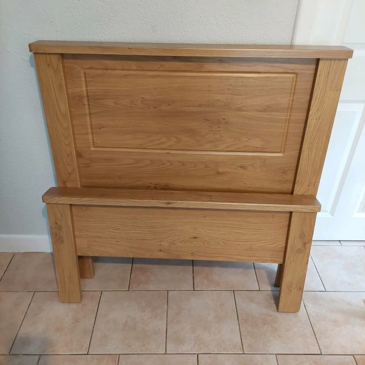 Solid Oak bedframe + mattress + mattress protector - Image 2