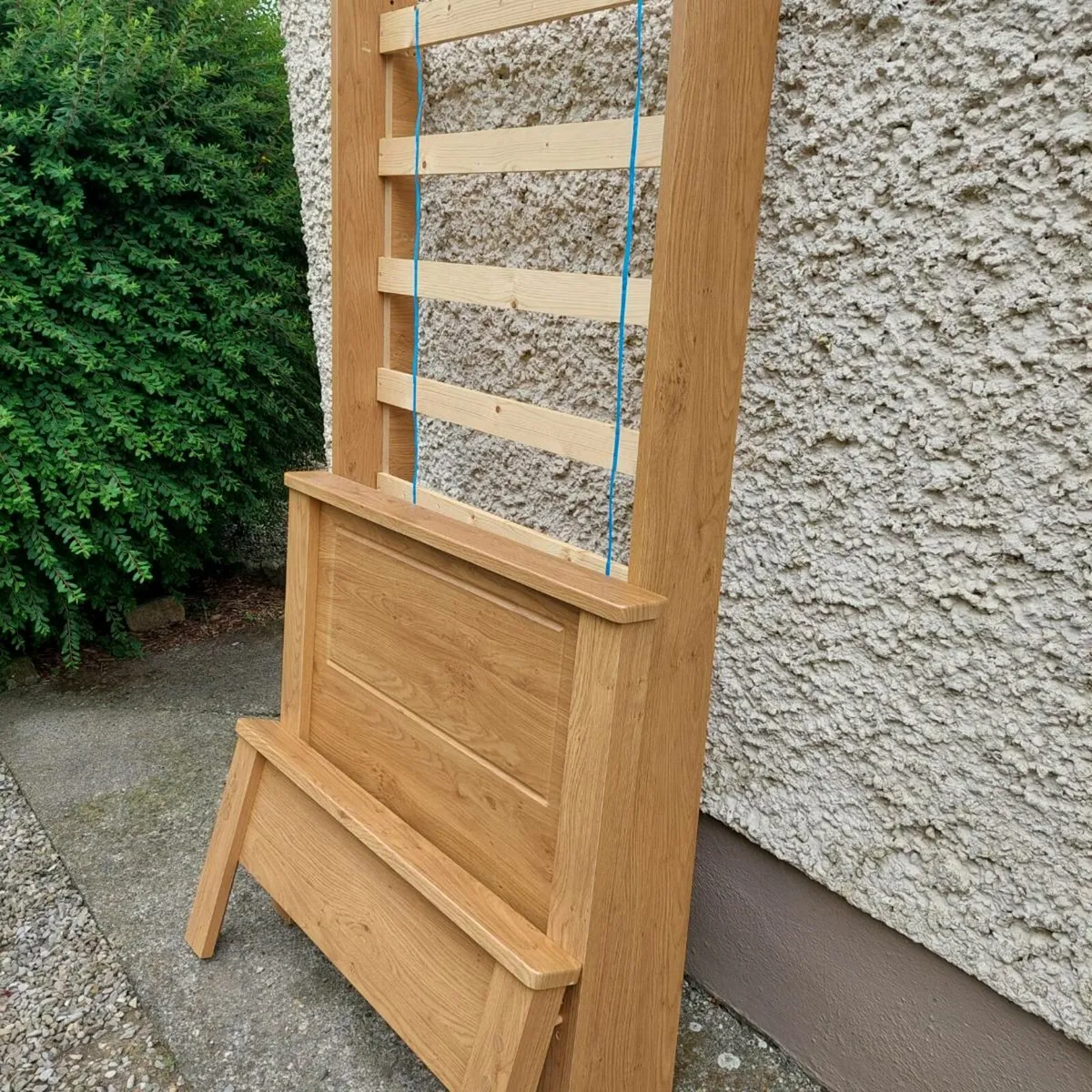 Solid Oak bedframe + mattress + mattress protector - Image 1