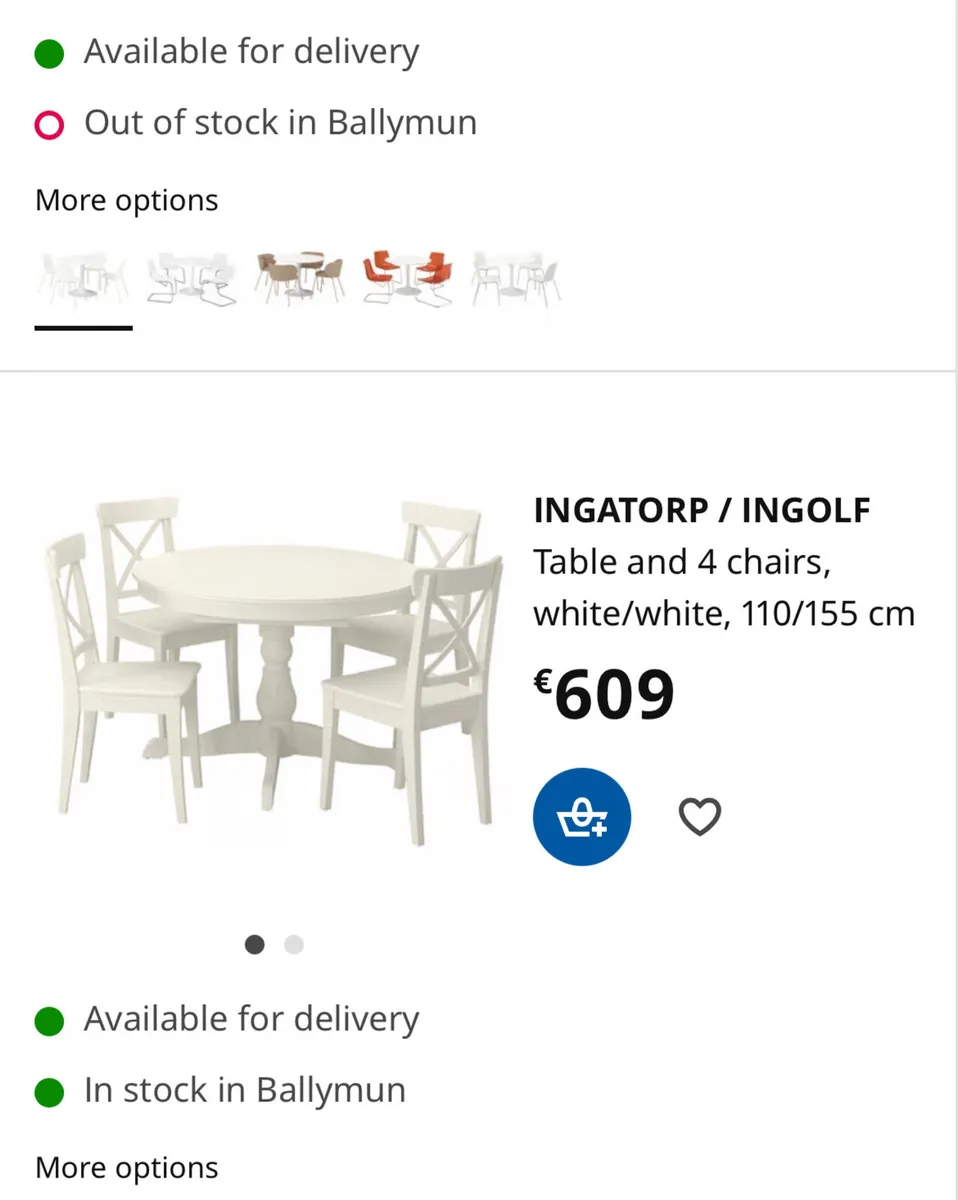 IKEA expandable round kitchen table and four chair - Image 2