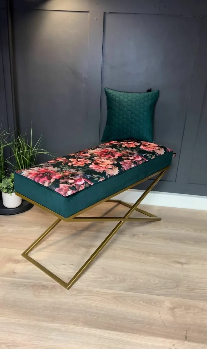 Metal-Framed Bench 100x40cm Single X Style – Velve - Image 2