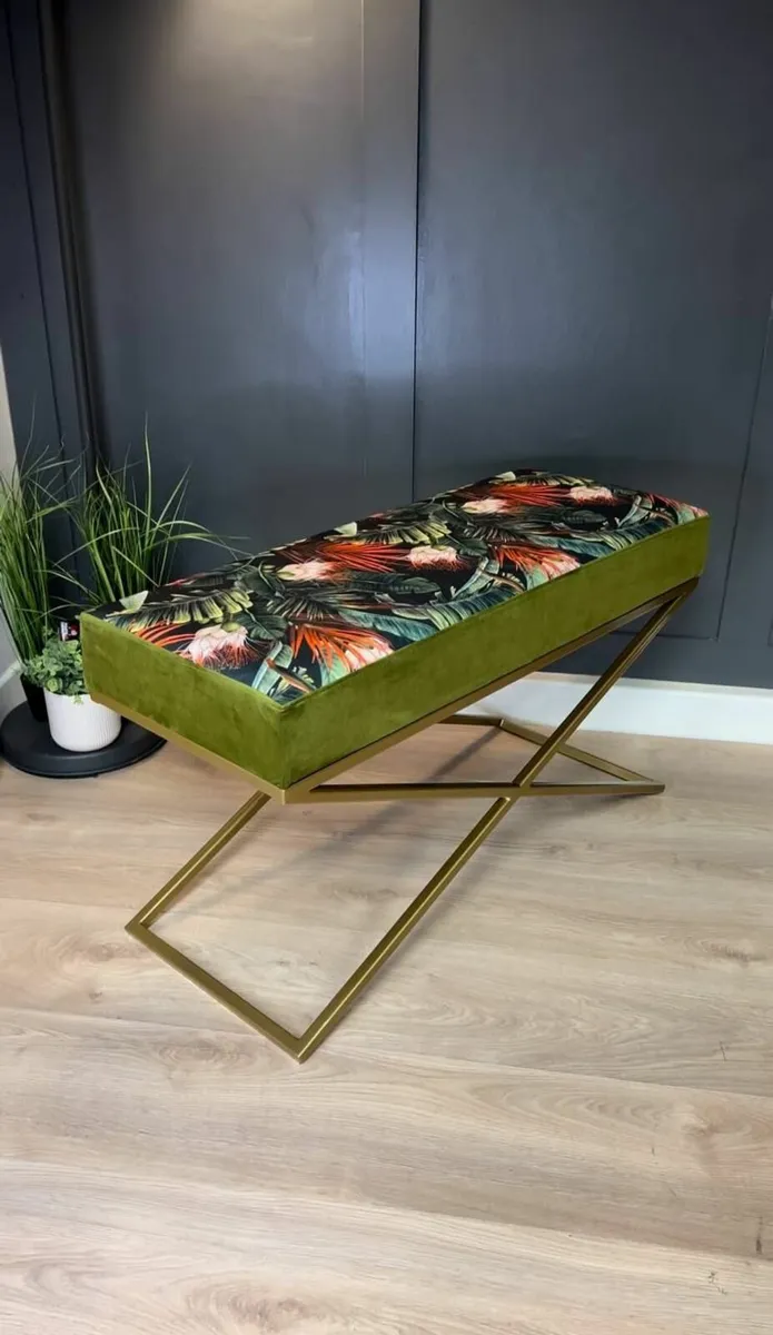 Metal-Framed Bench 100x40cm Single X Style – Velve - Image 3