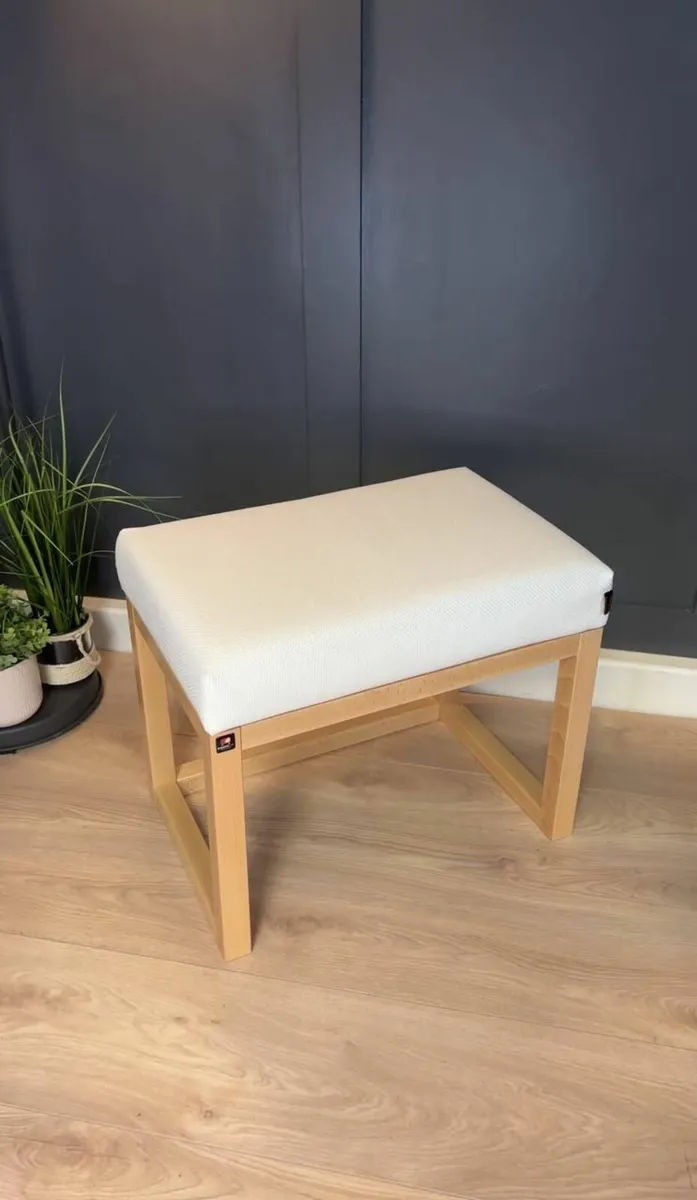 Handcrafted Velvet & Wood Elegance Bench 60x40cm - Image 1