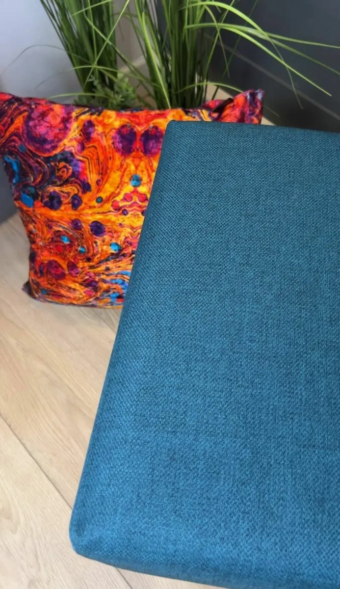 Handcrafted Velvet & Wood Elegance Bench 60x40cm - Image 4