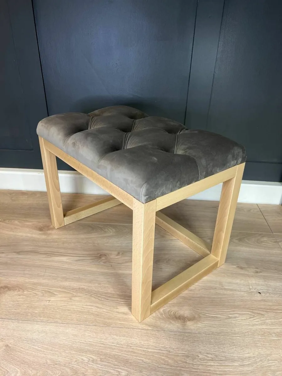 Velvet Bench 60x40cm Wooden Frame - Image 1