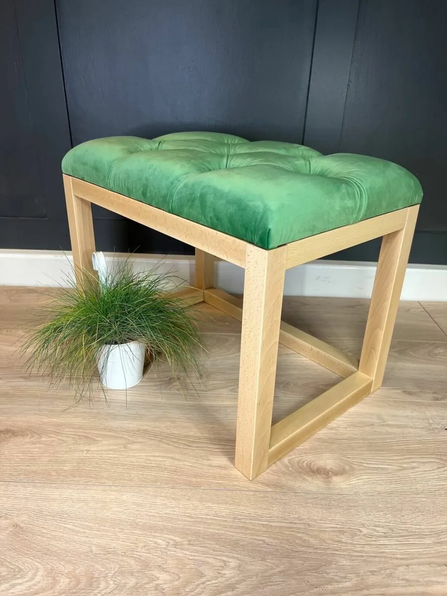 Velvet Bench 60x40cm Wooden Frame - Image 2