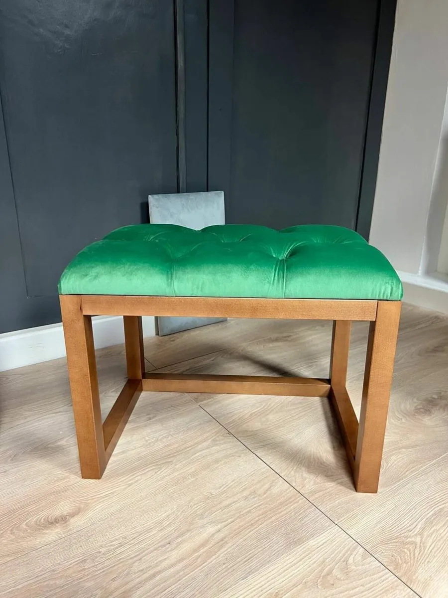 Velvet Bench 60x40cm Wooden Frame - Image 4
