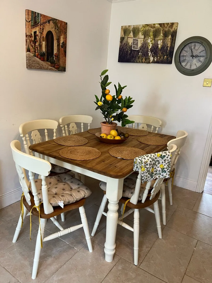 Farmhouse table and chairs - Image 1