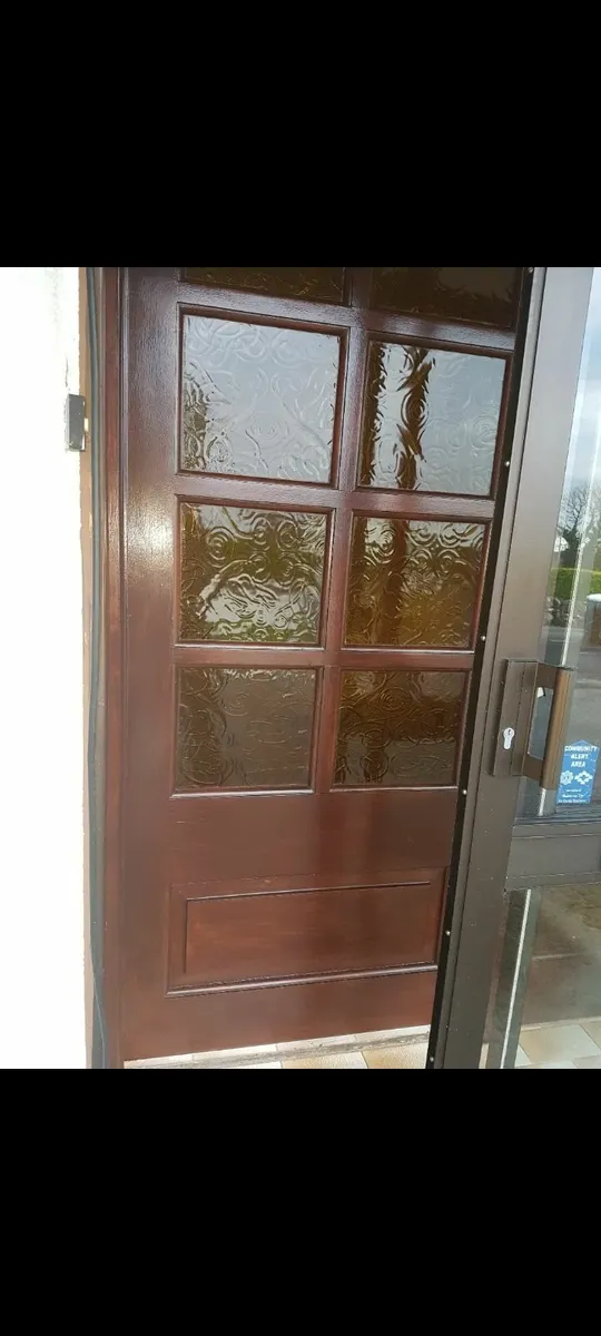 Teak front door and sidelight with glass - Image 1