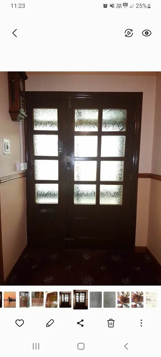 Teak front door and sidelight with glass - Image 2