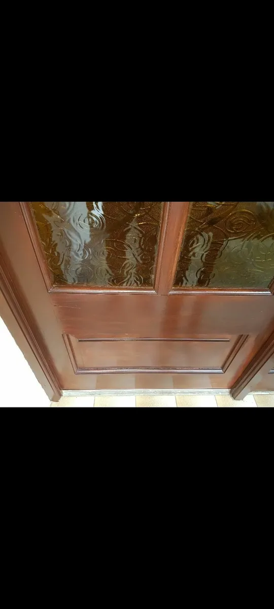 Teak front door and sidelight with glass - Image 3