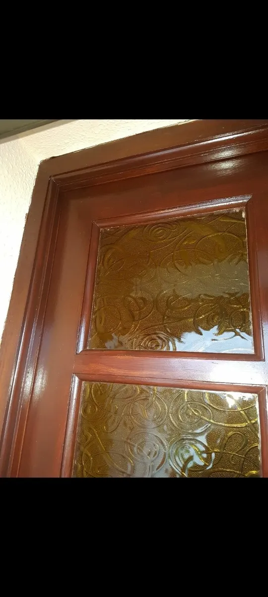 Teak front door and sidelight with glass - Image 4